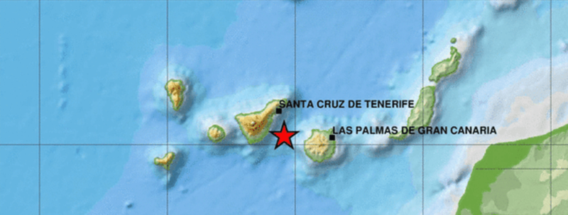 Mapa con localización del epicentro del movimiento sísmico (Foto TA)
